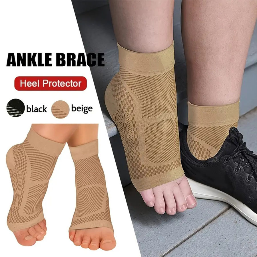 Ankle Brace Sock - ถุงเท้ากีฬาแบบรัดกล้ามเนื้อ 1 คู่, ถุงน่องรัดขาแบบรัดกล้ามเนื้อ 20-30 มม.ปรอท