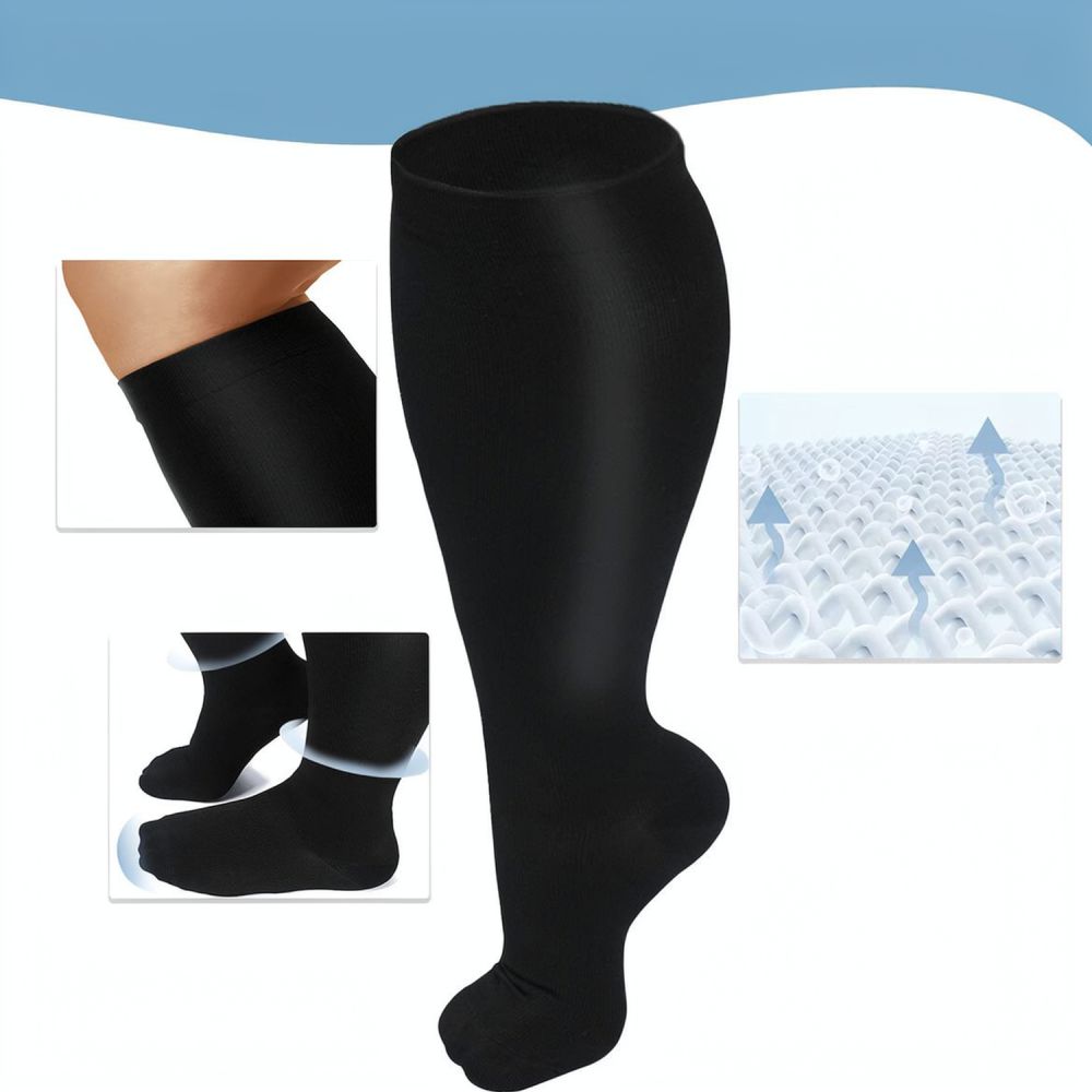 Compression Sleeve Calf - ถุงเท้ารัดกล้ามเนื้อสำหรับออกกำลังกาย ขนาดใหญ่พิเศษ เหมาะสำหรับวิ่ง เดินป่า ถุงน่องยาวช่วยพยุงน่อง ระบายอากาศได้ดี