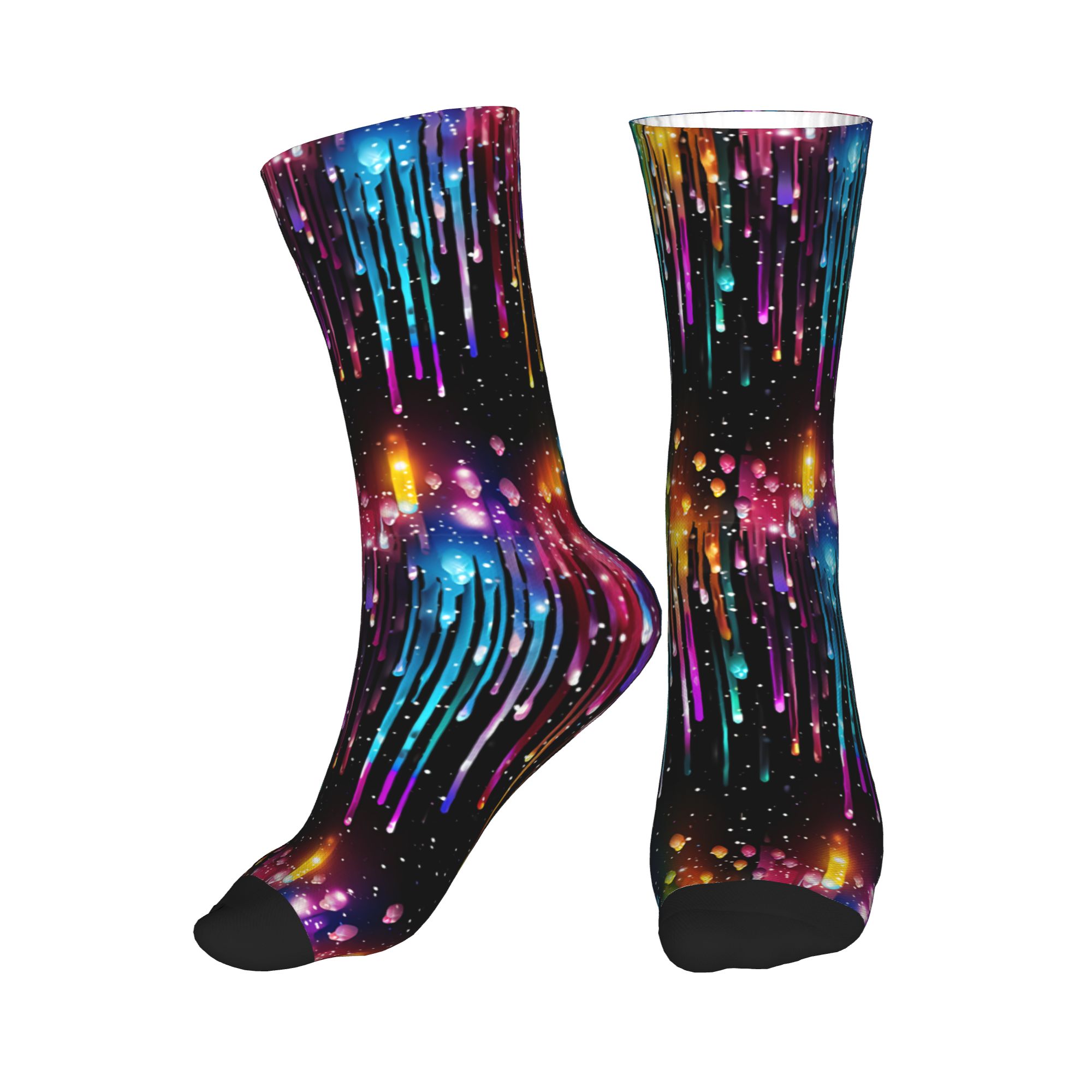 Dress Sock Men - ถุงเท้าลายสายรุ้งน้ำหยดสำหรับผู้ชาย น่ารัก อบอุ่น สวมใส่สบาย พิมพ์ลาย 3