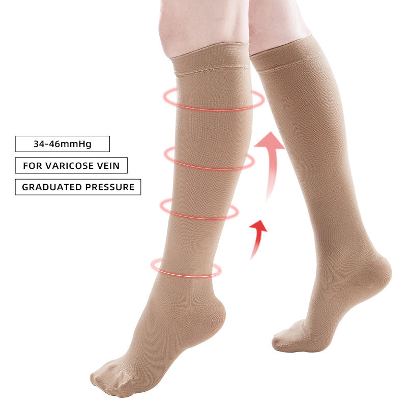 Compression Sleeve Calf - ถุงเท้ารัดกล้ามเนื้อแบบปิดนิ้วเท้า 34-46mmHg สำหรับเส้นเลือดขอด ถุงเท้าสำหรับทุกเพศ ระดับแรงกด Class