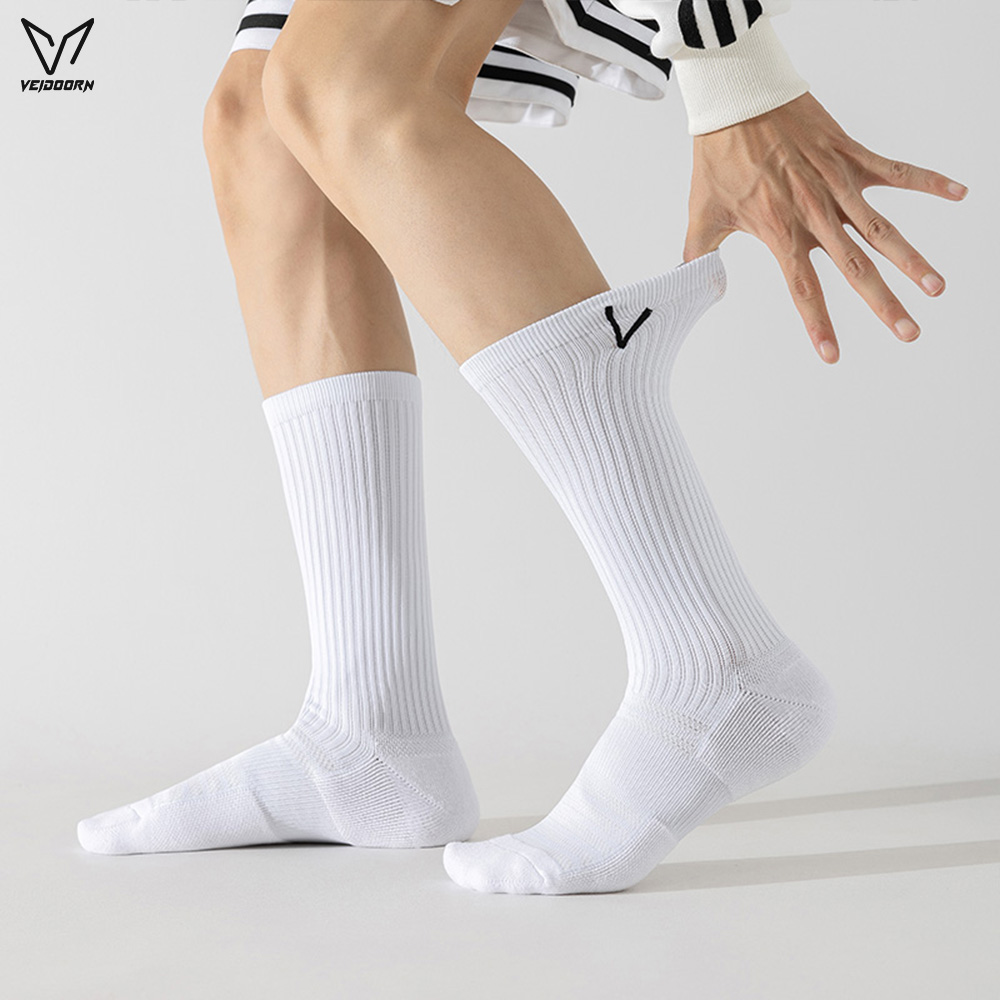 Athletic Sock Cushion - ถุงเท้ากีฬา Veidoorn 4 คู่ สำหรับผู้ชายและผู้หญิง ถุงเท้ากีฬาแบบมีพื้นรองนุ่มสบาย