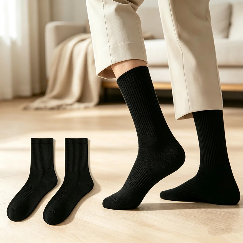 Athletic Sock Cushion - ถุงเท้ากีฬาแบบครูวสำหรับผู้ชาย 2 คู่ ถุงเท้ากีฬาแบบครูวที่ระบายเหงื่อและมีแผ่นรองรับแรงกระแทก สำหรับวิ่ง เดินทาง