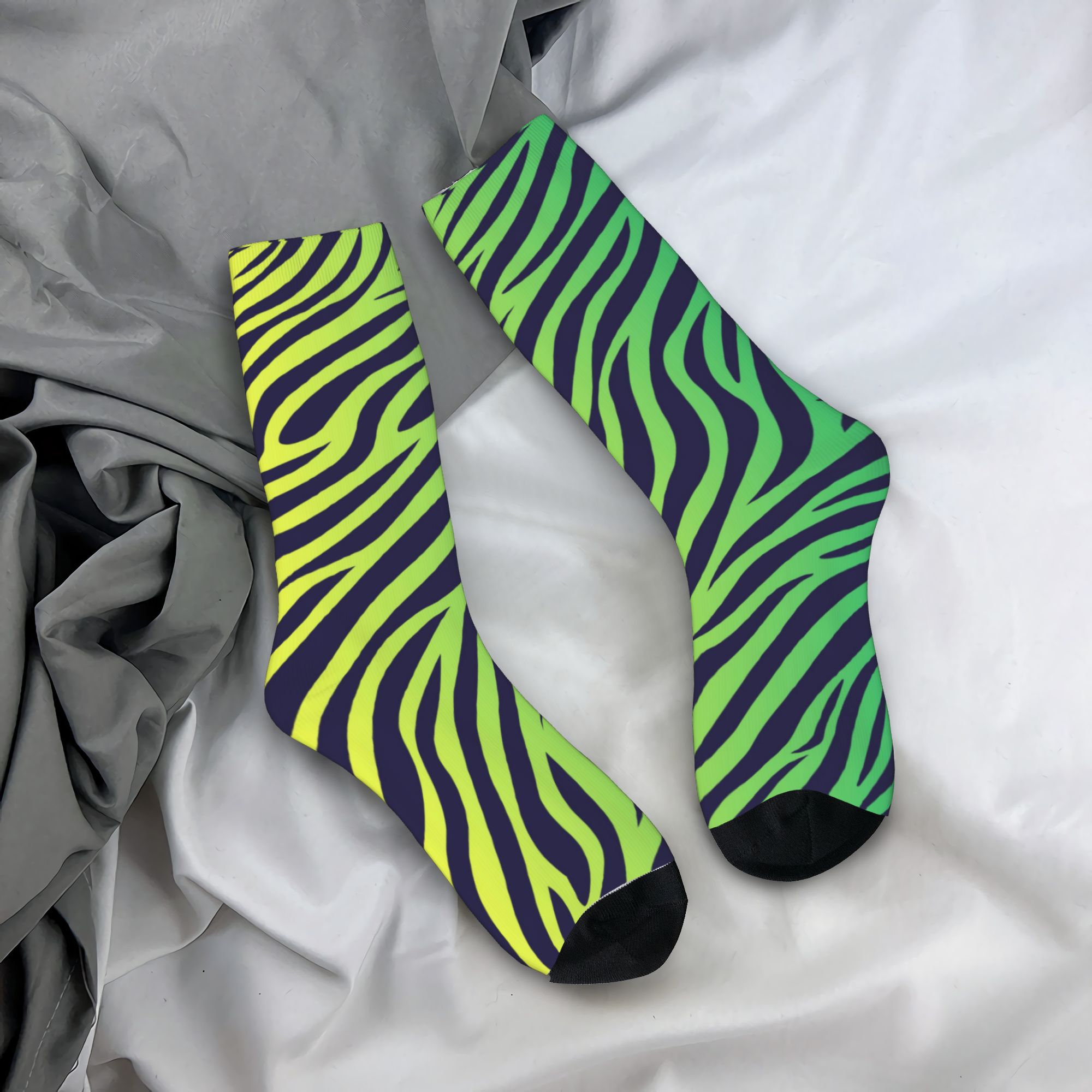 Dress Sock Men - ถุงเท้าลายเสือสีสันสดใส ถุงเท้าลายหนังม้าลาย สำหรับบุรุษและสตรี ถุงเท้าลูกเรือแบบแปลกใหม่ ให้ความอบอุ่น